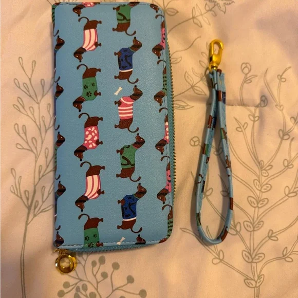Dachshund Pattern Wallet with Blue Background - Picture 5 of 8